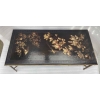 1970′ Table Basse Double Piétement Bronze Modèle Bambou Maison Baguès Laque De Chine 112 x 54 x H 38 cm