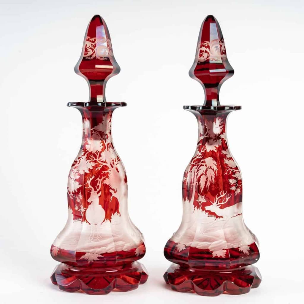 Ensemble en cristal de bohème rouge
