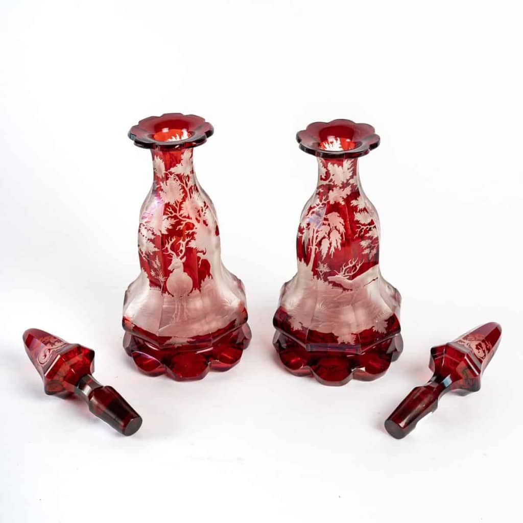 Ensemble en cristal de bohème rouge
