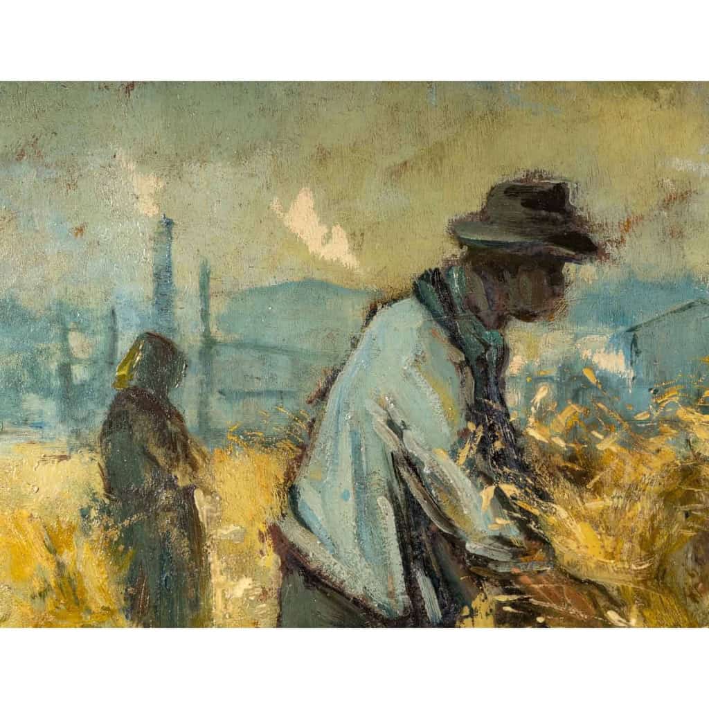 « Les blés » sur isorel signee et datée1940 par Fritz Pumpin | Biron "Les blés" sur isorel signee et datée1940 par Fritz Pumpin