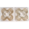 Paire de Bougeoirs « Chantilly » verre blanc patiné sépia de René LALIQUE | Biron Paire de Bougeoirs "Chantilly" verre blanc patiné sépia de René LALIQUE