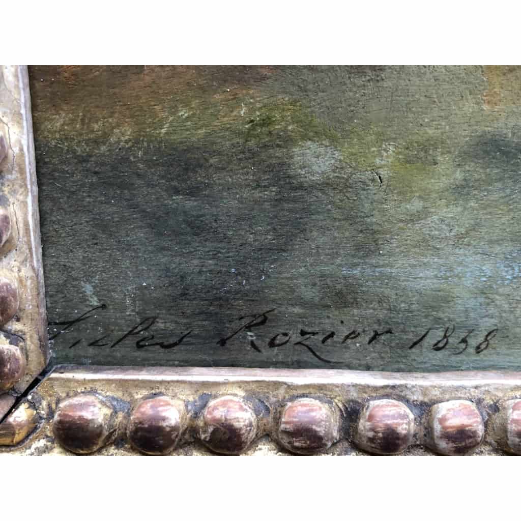 Rozier Jules Peinture Française 19è Batelier à Colombes En 1858 Huile Signée Certificat d’authenticité | Biron Rozier Jules Peinture Française 19è Batelier à Colombes En 1858 Huile Signée