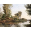 Rozier Jules Peinture Française 19è Batelier à Colombes En 1858 Huile Signée Certificat d’authenticité | Biron Rozier Jules Peinture Française 19è Batelier à Colombes En 1858 Huile Signée
