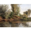 Rozier Jules Peinture Française 19è Batelier à Colombes En 1858 Huile Signée Certificat d’authenticité | Biron Rozier Jules Peinture Française 19è Batelier à Colombes En 1858 Huile Signée