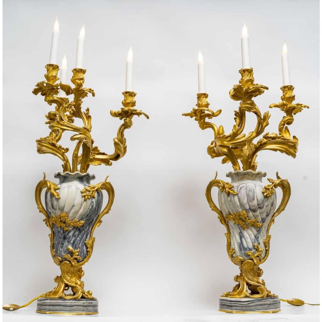 Paire de candélabres Louis XV par Henri VIAN, Circa 1890.