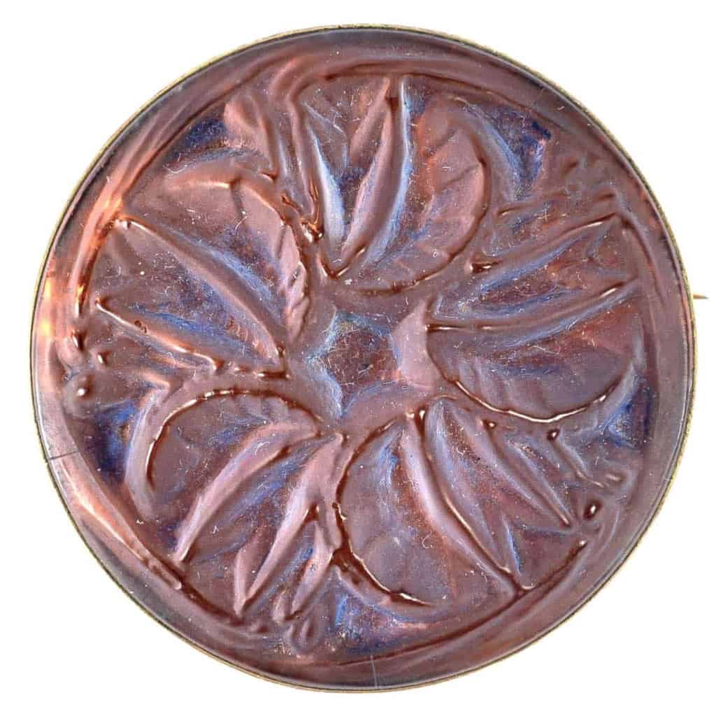 Broche « Mouches » verre blanc patiné bleu sur cliquant rose de René LALIQUE | Biron ||||