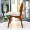 Ensemble de 6 chaises danoises en teck recouvertes de tissu en mouton bouclé.