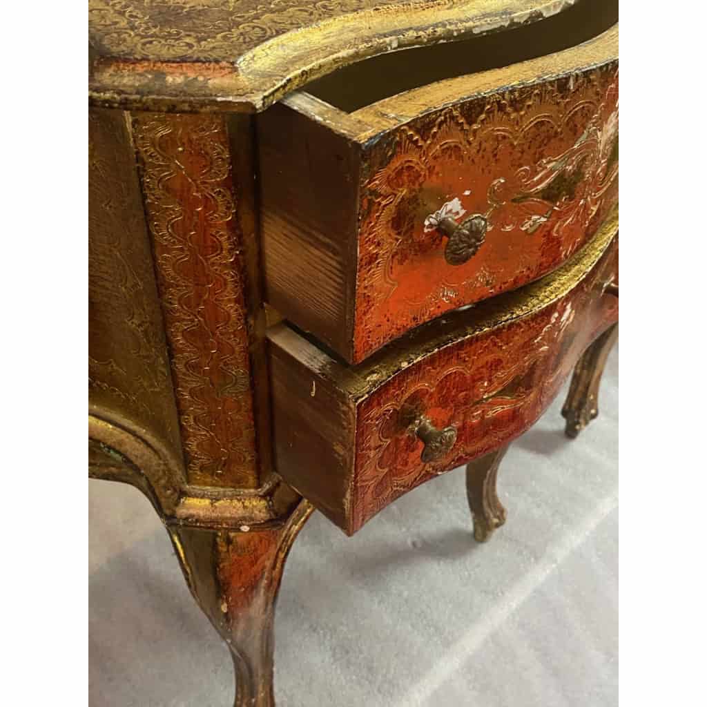 1950/70 Paire De Chevets Italiens Bois Doré 47 X 30 X H 59 cm