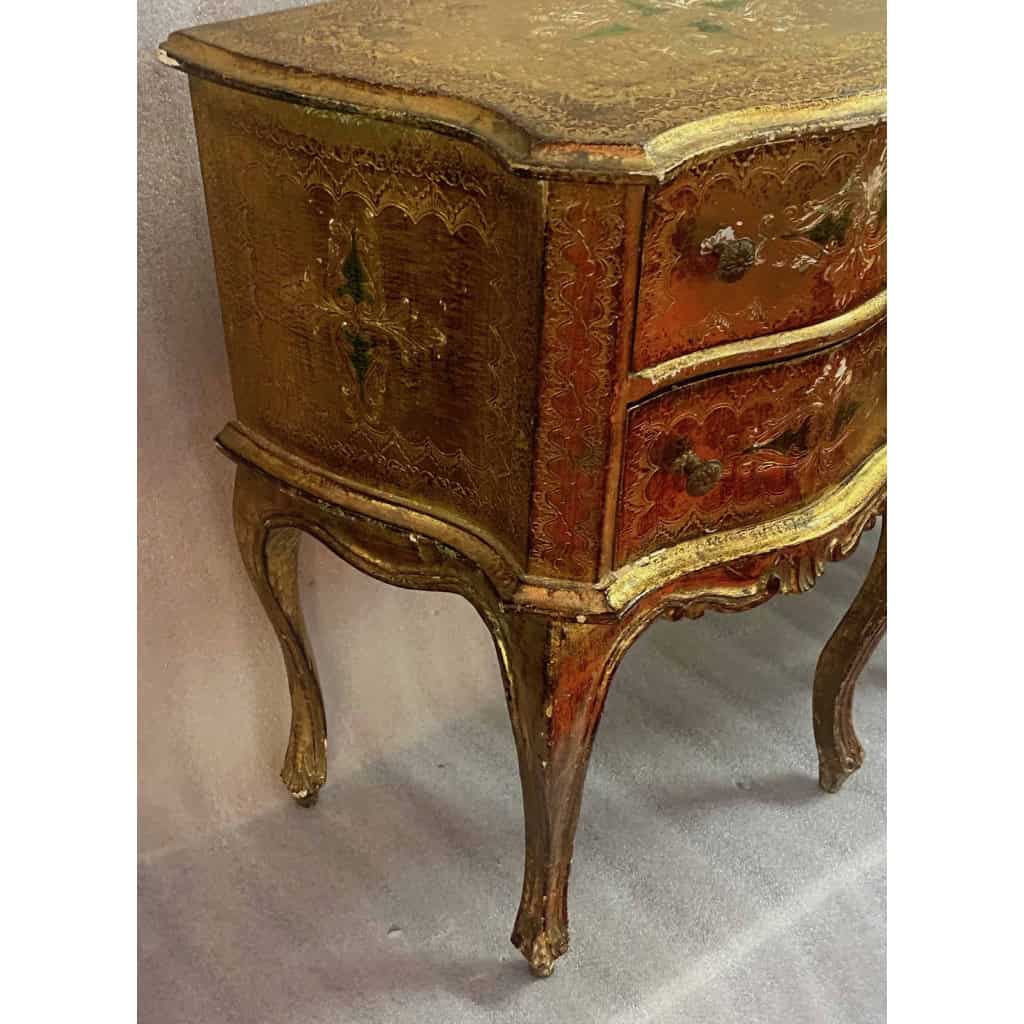 1950/70 Paire De Chevets Italiens Bois Doré 47 X 30 X H 59 cm