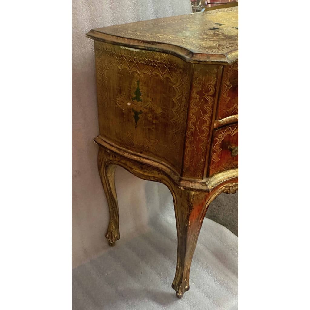 1950/70 Paire De Chevets Italiens Bois Doré 47 X 30 X H 59 cm