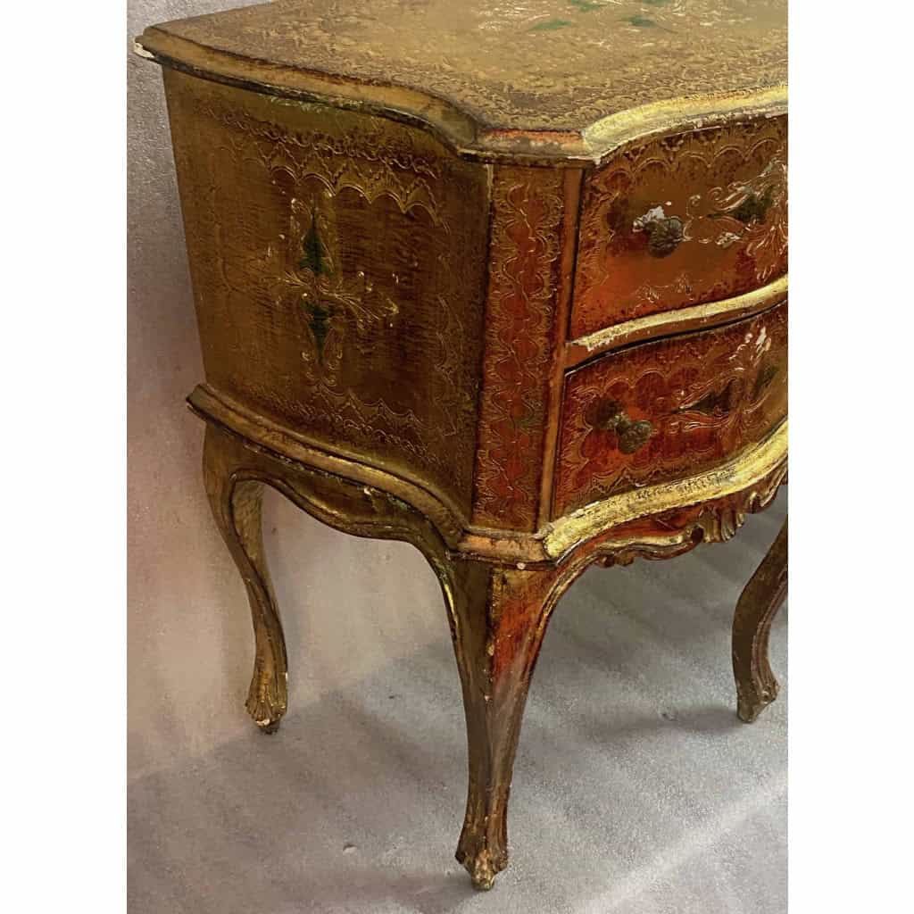 1950/70 Paire De Chevets Italiens Bois Doré 47 X 30 X H 59 cm