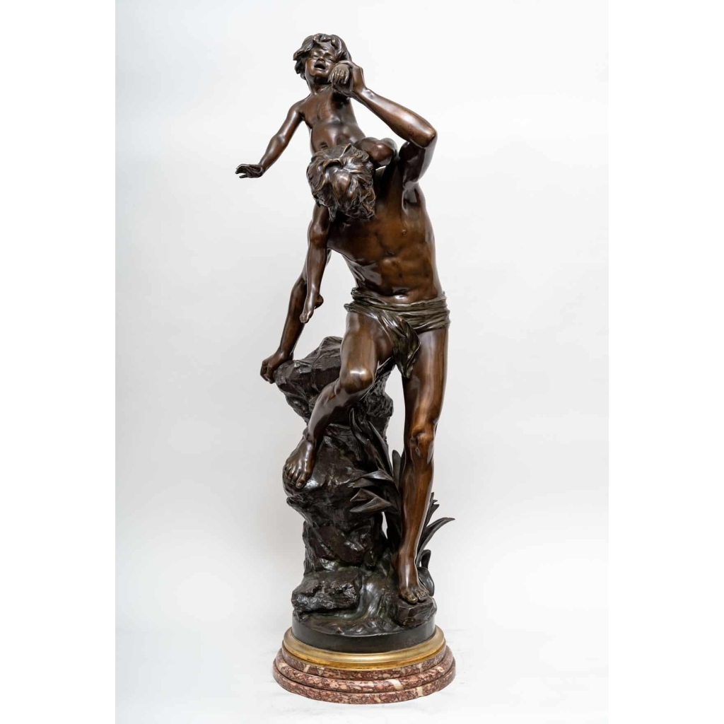 Homme à l'enfant par Gaston VEUVENOT-LEROUX, Circa 1920.