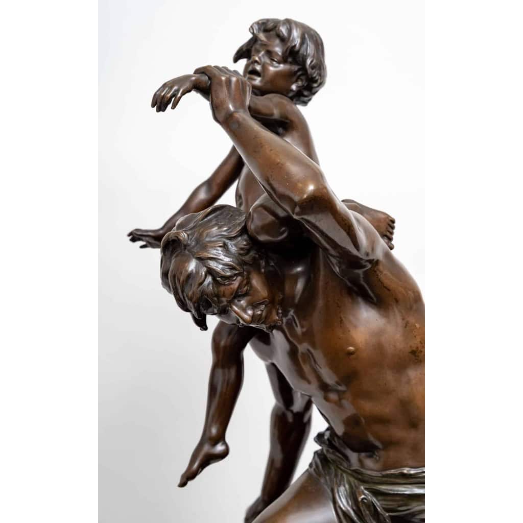 Homme à l'enfant par Gaston VEUVENOT-LEROUX, Circa 1920.