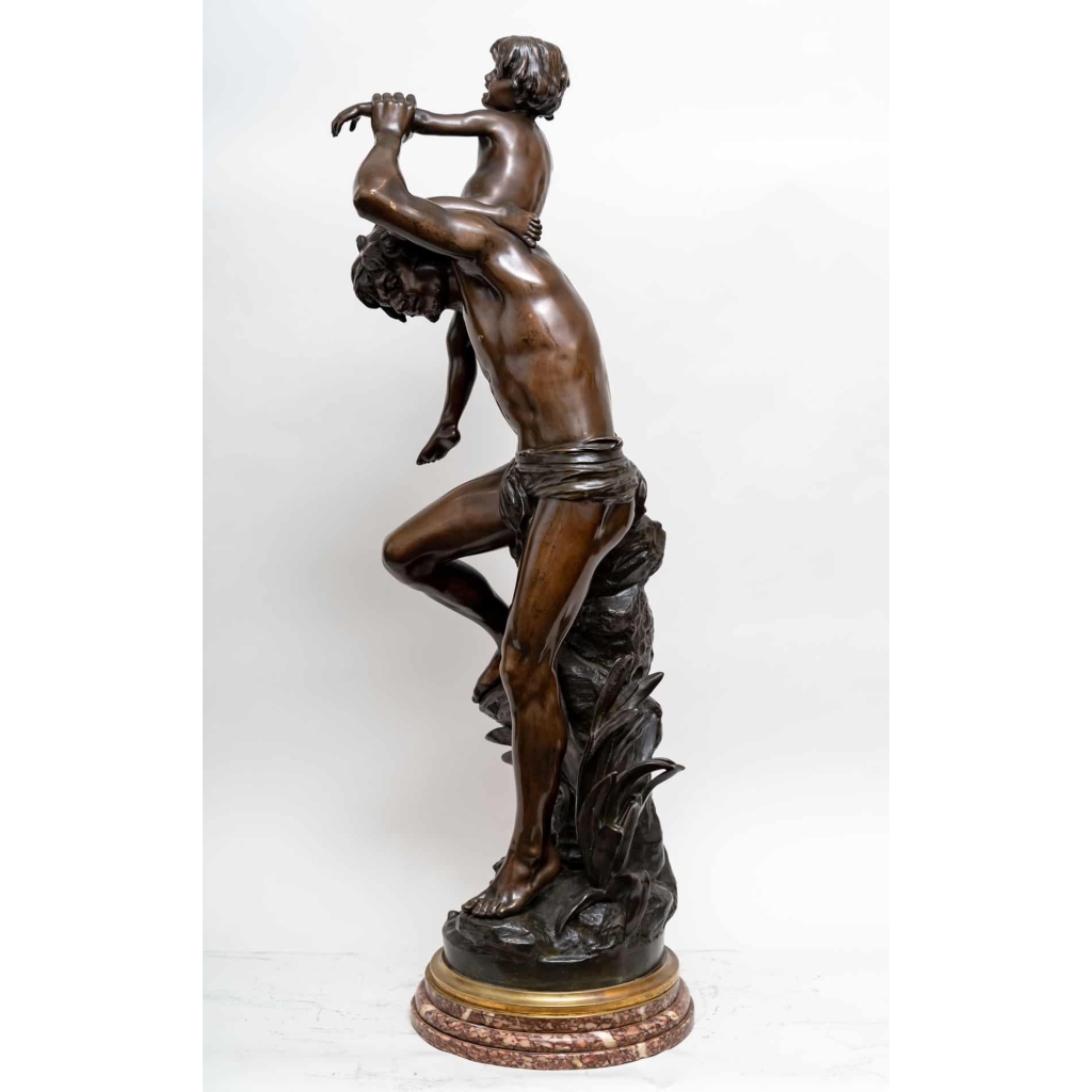 Homme à l'enfant par Gaston VEUVENOT-LEROUX, Circa 1920.