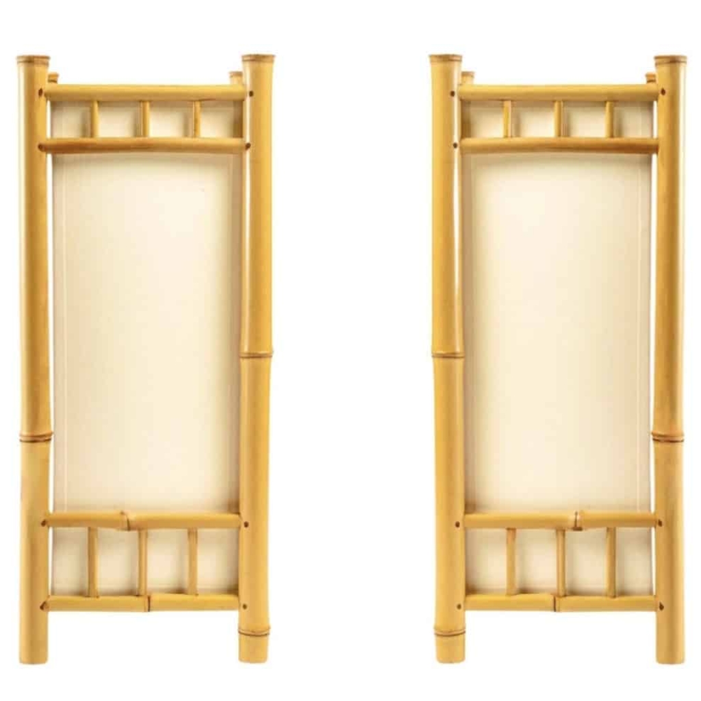 1960 Paire de lampes en Bambou Louis Sognot | Biron ||||