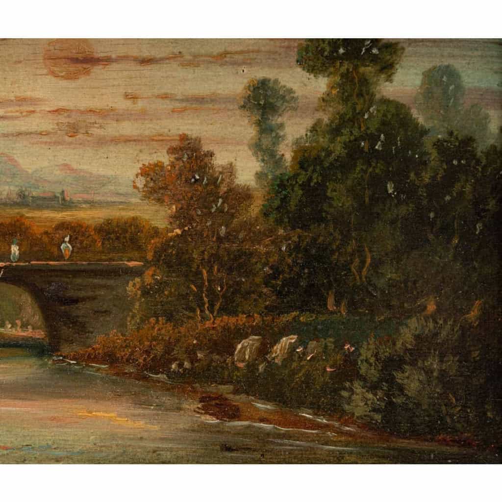 Tableau romantique allemand, huile sur panneau de bois, 19ème | Biron Tableau romantique allemand, huile sur panneau de bois, 19ème