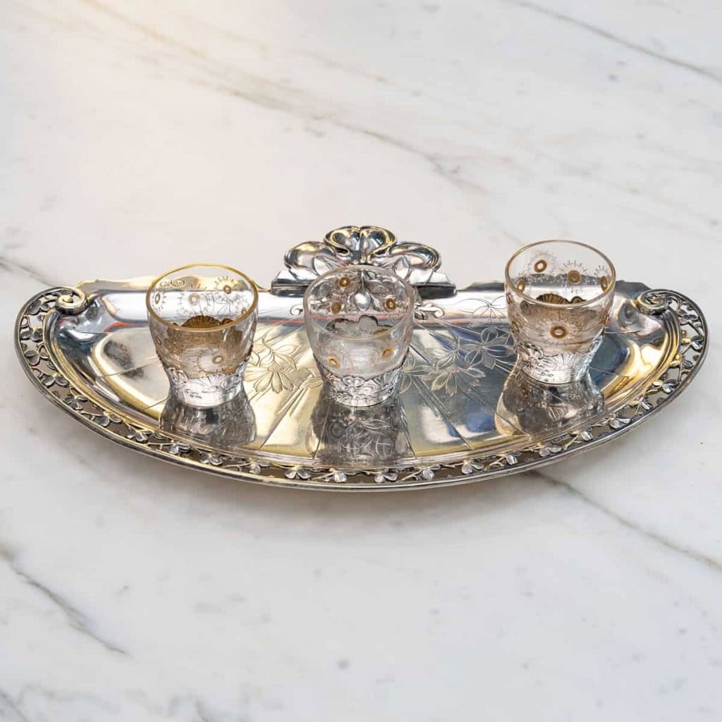 Lucien BONVALLET et CARDEILHAC : Service à liqueur en argent | Biron Lucien BONVALLET et CARDEILHAC : Service à liqueur en argent