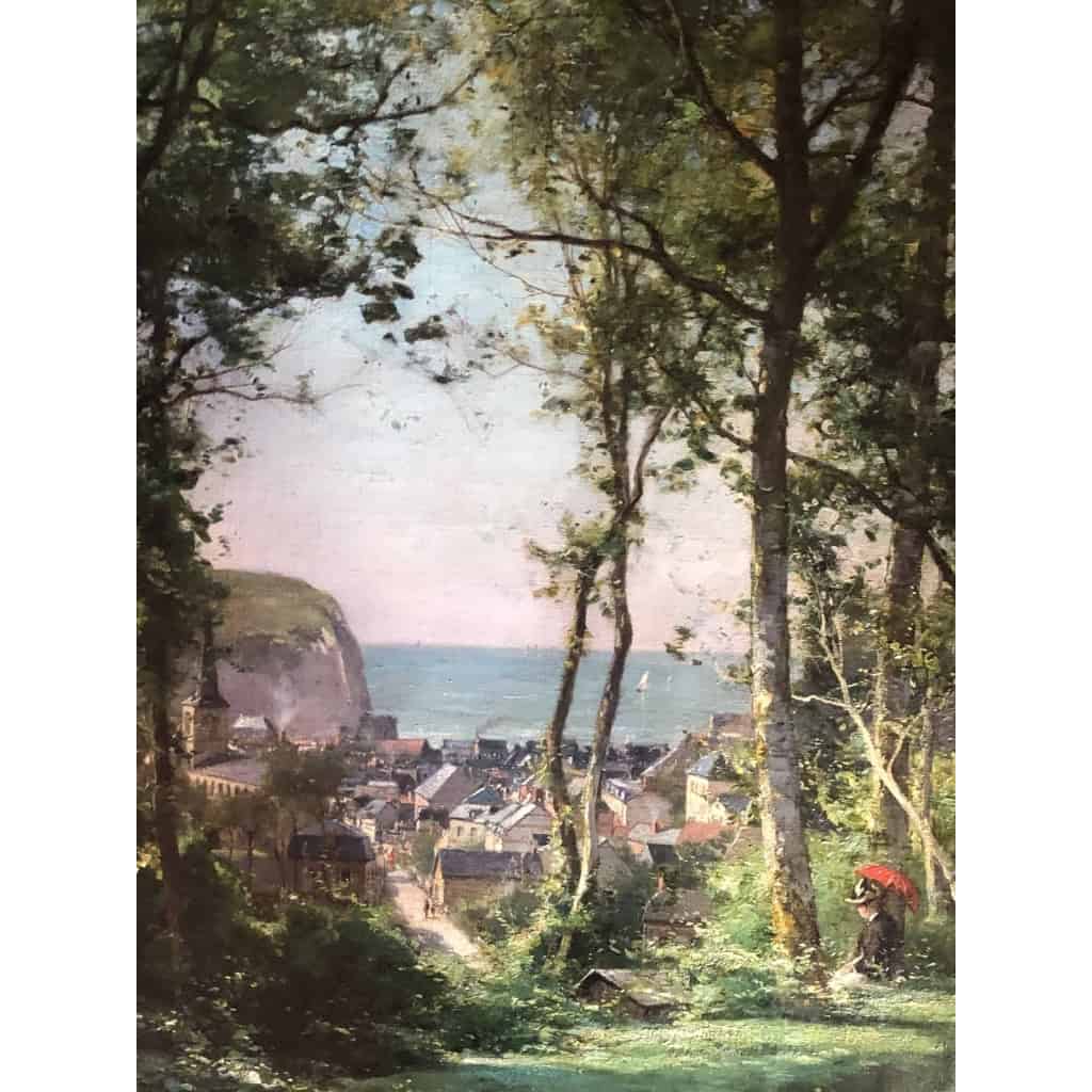 BERTHELON Eugène Vue sur Etretat en 1897 Huile signée datée 1897 Certificat d’authenticité | Biron BERTHELON Eugène Vue sur Etretat en 1897 Huile signée datée 1897
