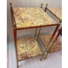 1950/70′ Paire De Bouts De Canapés En Laiton à 2 Niveaux Maison Bagués Plateaux Bréche Escalette 33 X 33 XH 66 cm