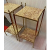 1950/70′ Paire De Bouts De Canapés En Laiton à 2 Niveaux Maison Bagués Plateaux Bréche Escalette 33 X 33 XH 66 cm