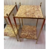 1950/70′ Paire De Bouts De Canapés En Laiton à 2 Niveaux Maison Bagués Plateaux Bréche Escalette 33 X 33 XH 66 cm