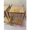 1950/70′ Paire De Bouts De Canapés En Laiton à 2 Niveaux Maison Bagués Plateaux Bréche Escalette 33 X 33 XH 66 cm