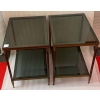 1950/70′ Paire De Bouts De Canapés En Laiton à 2 Niveaux Maison Jansen Plateaux Verre Fumé 56 X 40 X H 54 cm 8