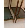 1950/70′ Paire De Bouts De Canapés En Laiton à 2 Niveaux Maison Jansen Plateaux Verre Fumé 56 X 40 X H 54 cm 11