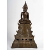 Bouddha en bronze, assis en position de la prise de la terre à témoin ou vainqueur de Mâra, Laos 19e siècle | Biron ||||||||