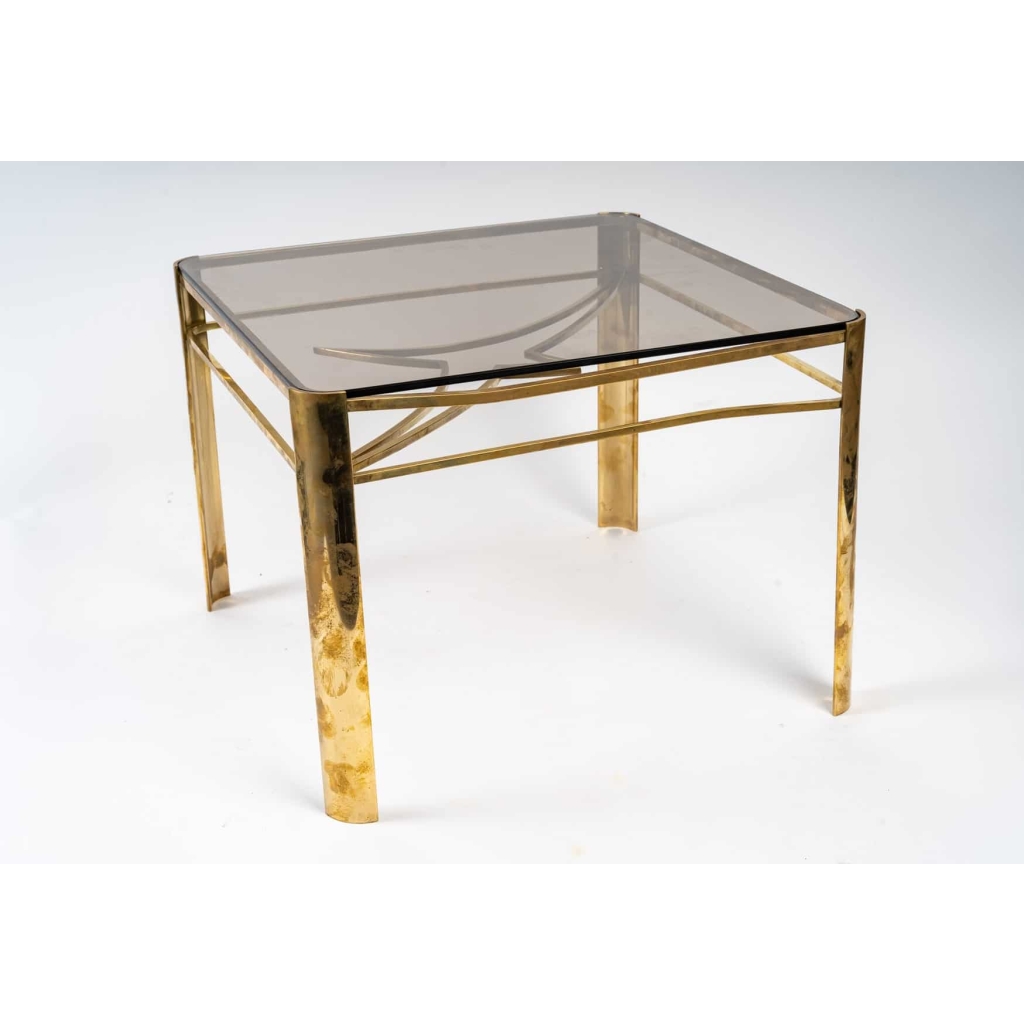 Bout de canapé en bronze et verre, XXème siècle | Biron ||||||