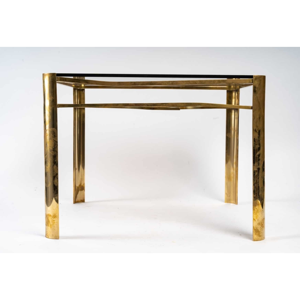 Bout de canapé en bronze et verre, XXème siècle | Biron Bout de canapé en bronze et verre, XXème siècle