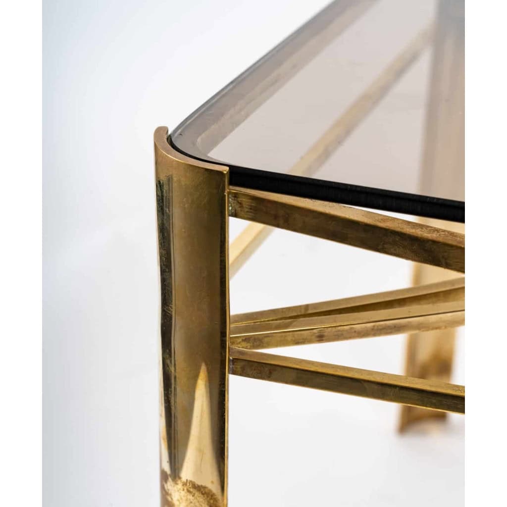 Bout de canapé en bronze et verre, XXème siècle | Biron Bout de canapé en bronze et verre, XXème siècle