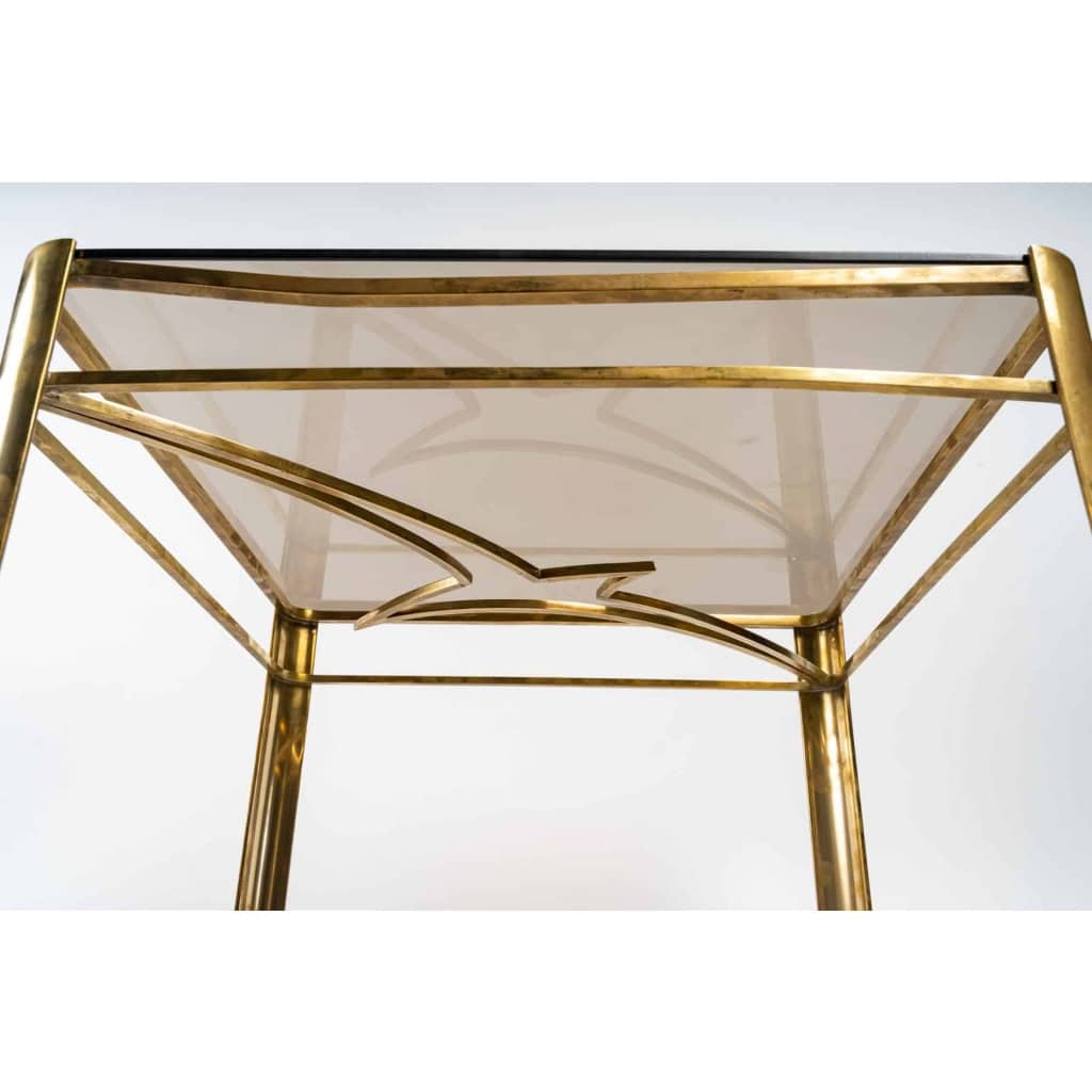 Bout de canapé en bronze et verre, XXème siècle | Biron Bout de canapé en bronze et verre, XXème siècle