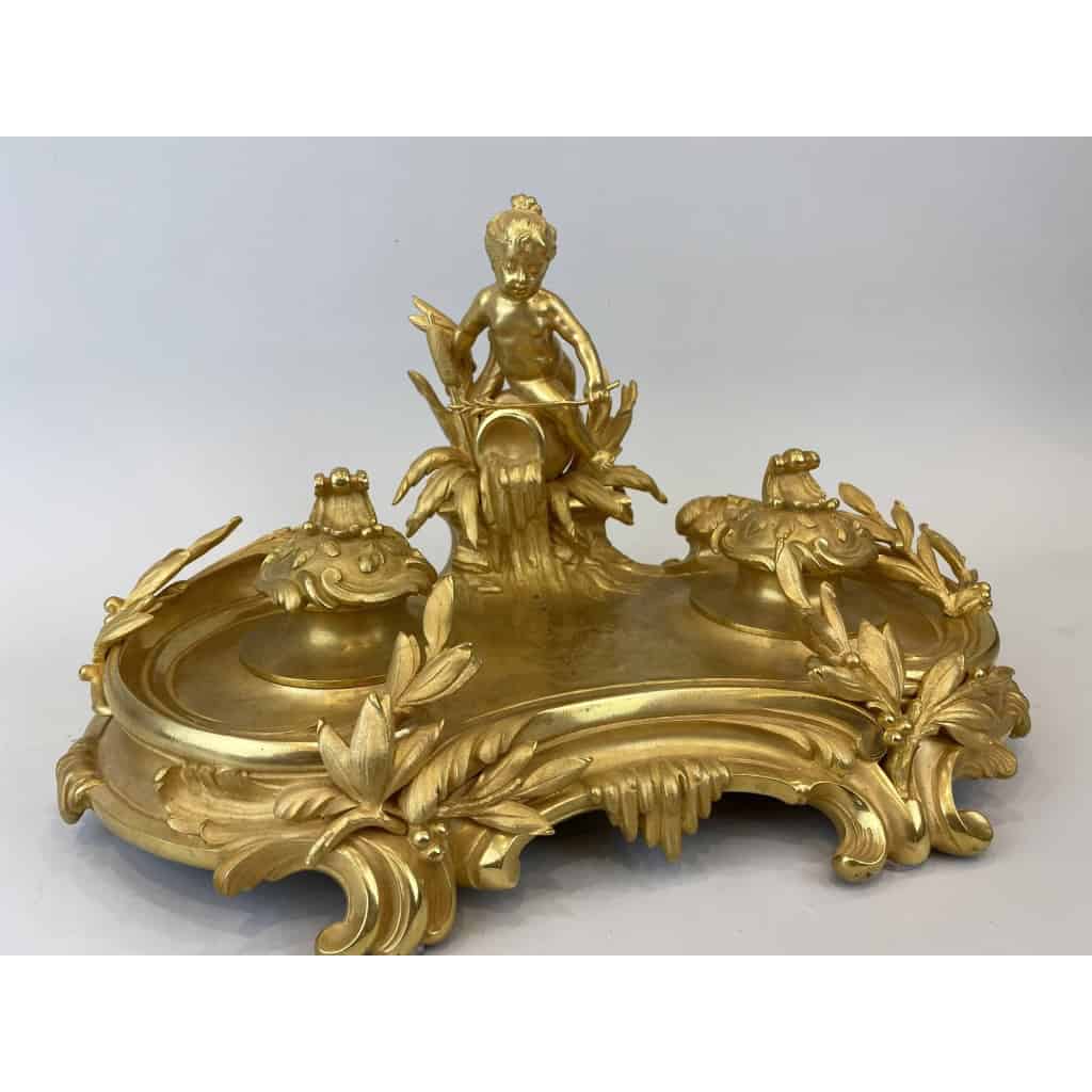Encrier en bronze doré, attribué à Théodore MILLET, Circa 1900 | Biron ||||||