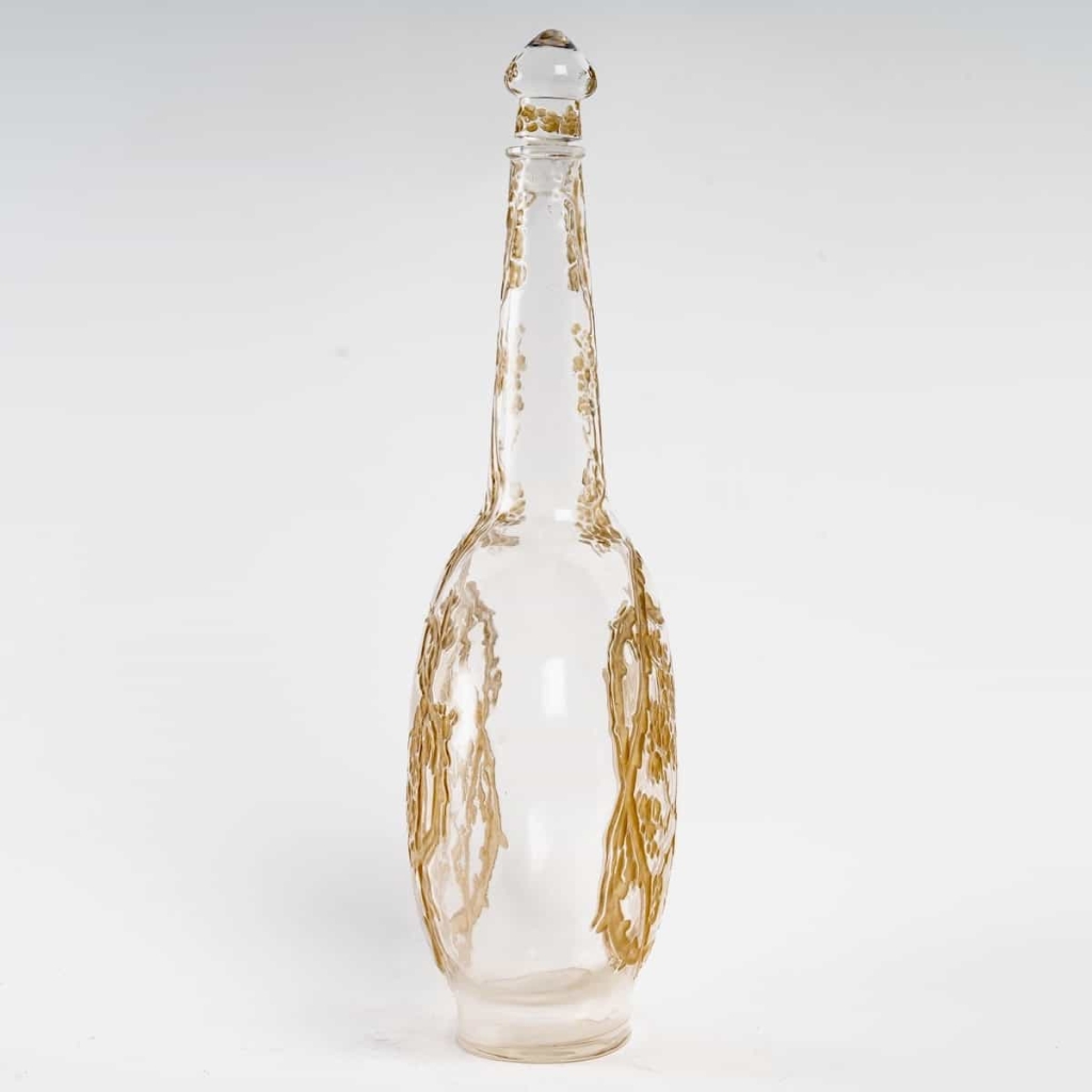 Carafe « Aubépines » verre blanc patiné sépia de René LALIQUE 6