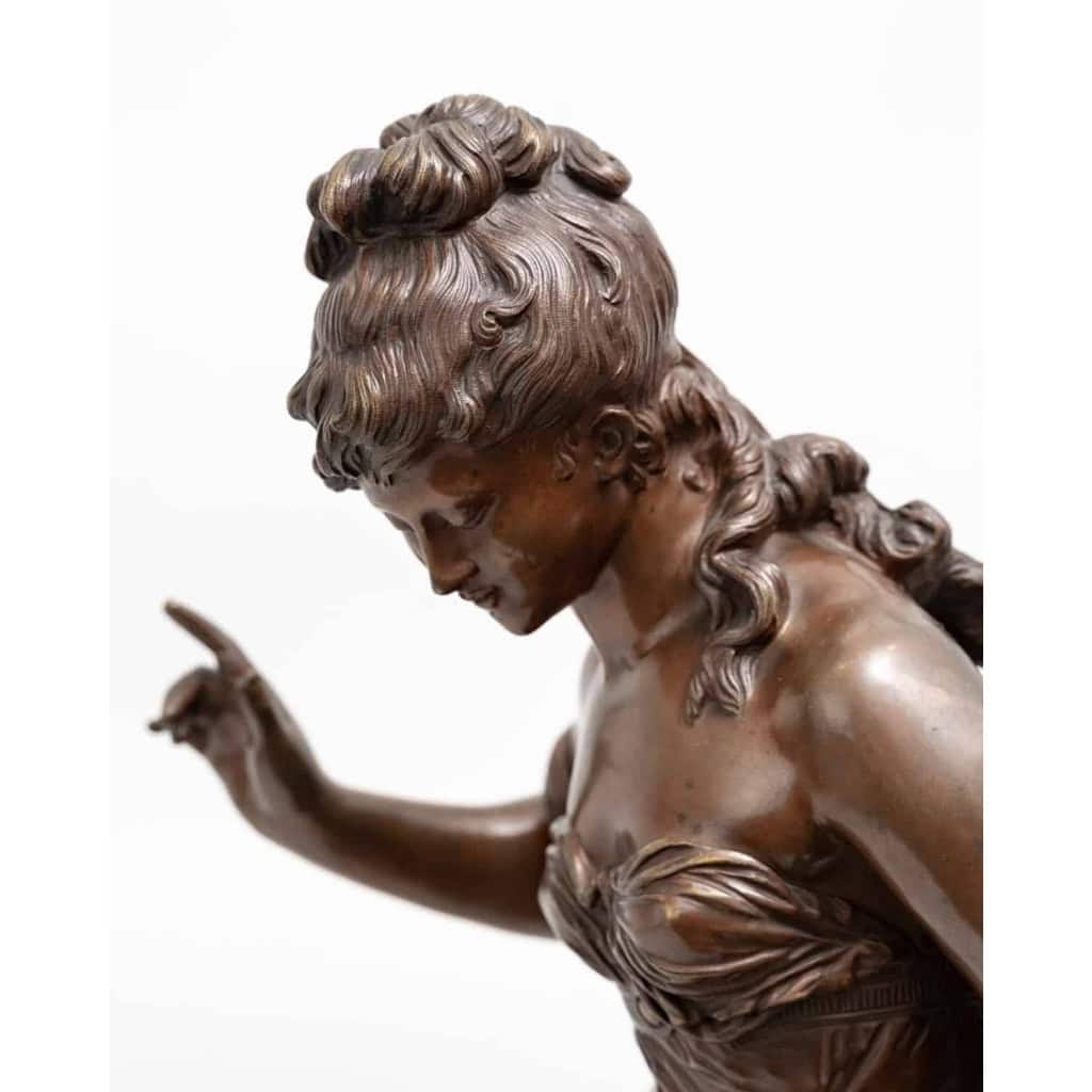 Femme à l'oiseau par Louis Auguste MOREAU, Circa 1890.