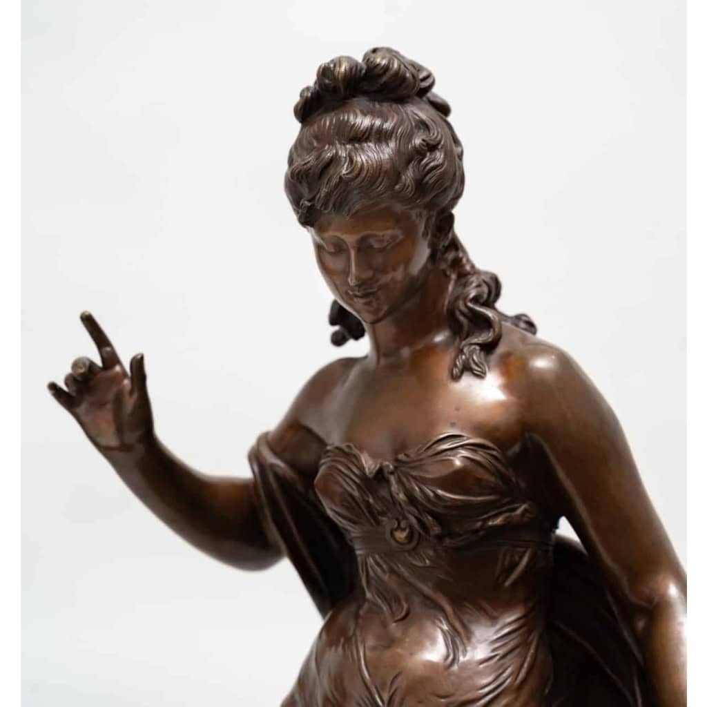 Femme à l'oiseau par Louis Auguste MOREAU, Circa 1890.