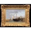 NOEL Jules Tableau Français 19è l’avant port Huile Sur carton fort Signée Certificat d’authenticité | Biron ||||||