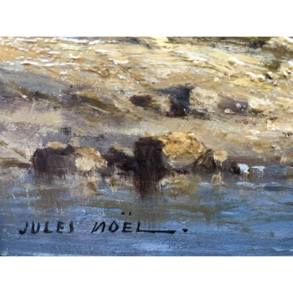 NOEL Jules Tableau Français 19è l’avant port Huile Sur carton fort Signée Certificat d’authenticité | Biron NOEL Jules Tableau Français 19è l’avant port Huile Sur carton fort Signée