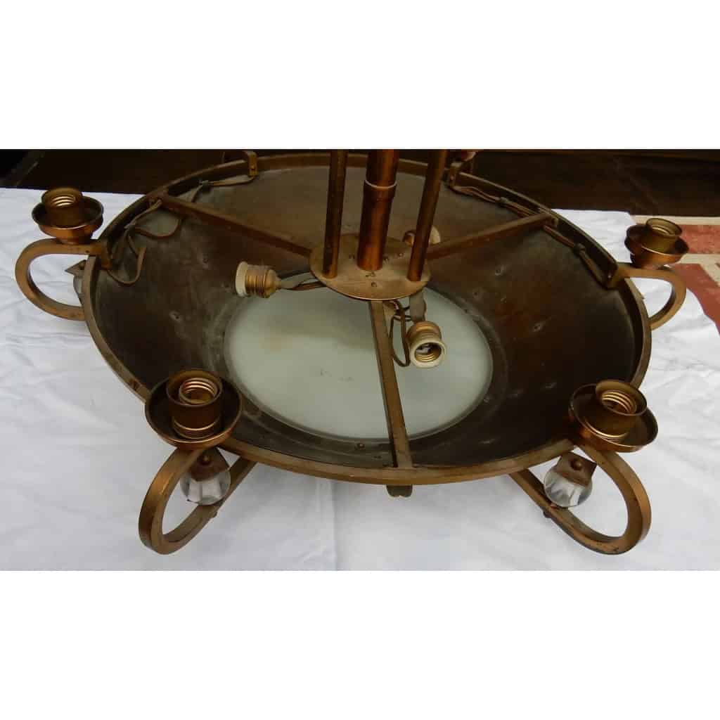 1950′ Lustre Jacques Adnet Circulaire | Biron 1950′ Lustre Jacques Adnet Circulaire