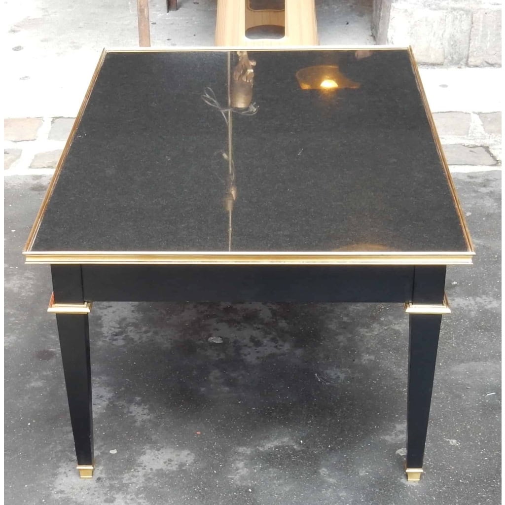 1950/70 Gerard MILLE Pour Maison Jansen Table Basse Bois Laqué Noir 120 x 80 cm