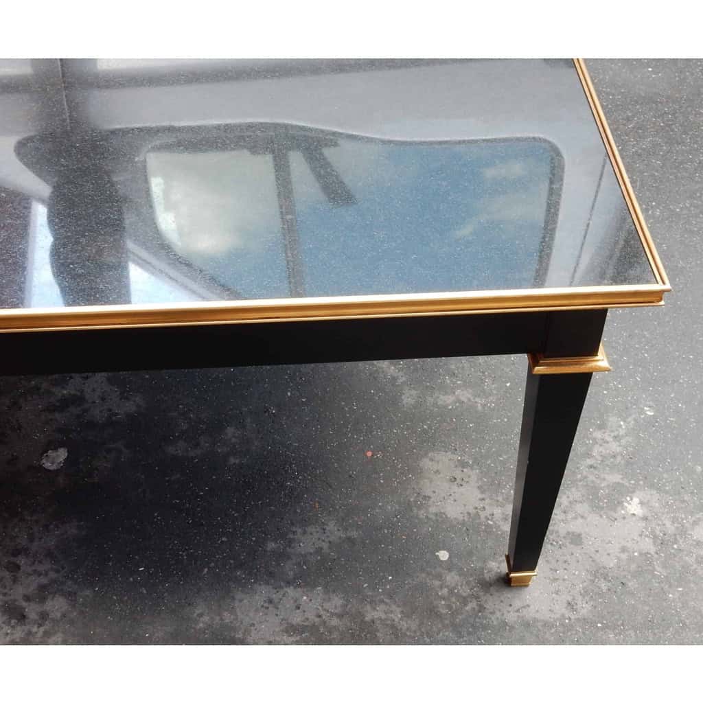 1950/70 Gerard MILLE Pour Maison Jansen Table Basse Bois Laqué Noir 120 x 80 cm