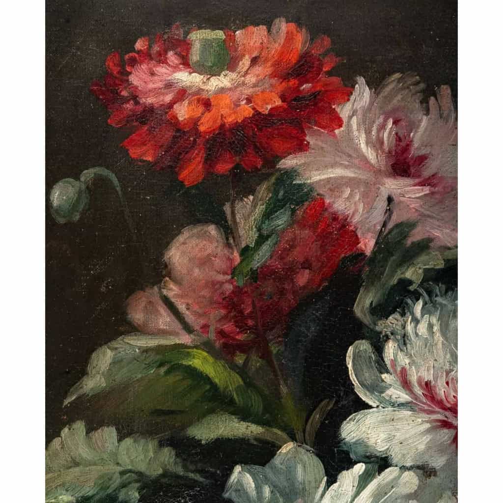 Huile sur toile bouquet de pivoine fin XIXème siècle | Biron Huile sur toile bouquet de pivoine fin XIXème siècle