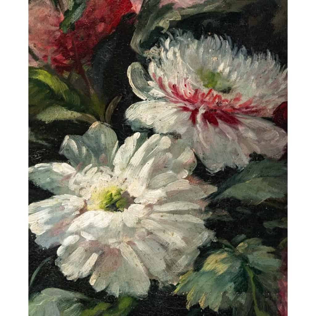 Huile sur toile bouquet de pivoine fin XIXème siècle | Biron Huile sur toile bouquet de pivoine fin XIXème siècle