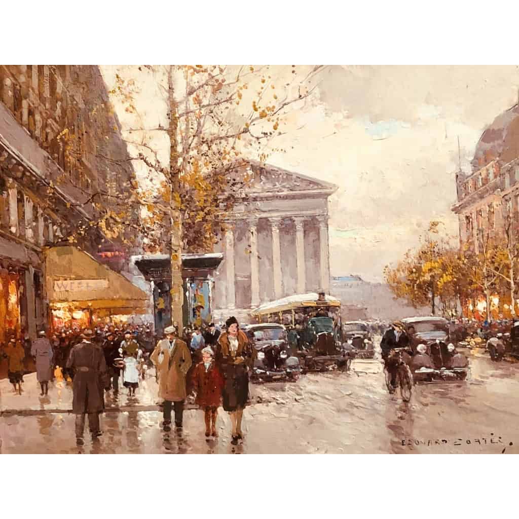 CORTES Edouard Rue Royale Et La Madeleine, Jour d’Automne Huile Sur Toile Signée Certificat d’authenticité | Biron Cortes Edouard Rue Royale Et La Madeleine, Jour d'Automne Huile Sur Toile Signée