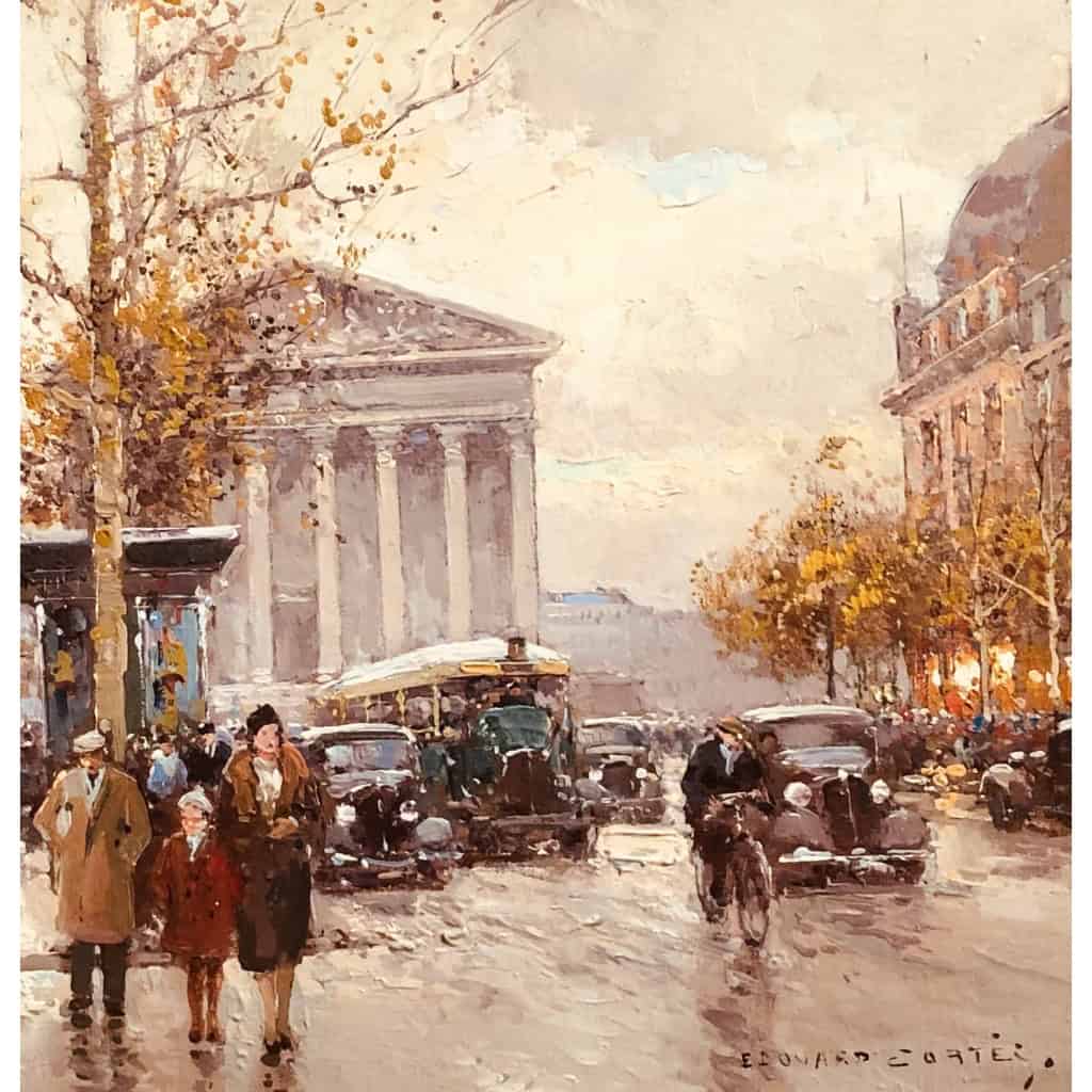 CORTES Edouard Rue Royale Et La Madeleine, Jour d’Automne Huile Sur Toile Signée Certificat d’authenticité | Biron Cortes Edouard Rue Royale Et La Madeleine, Jour d'Automne Huile Sur Toile Signée