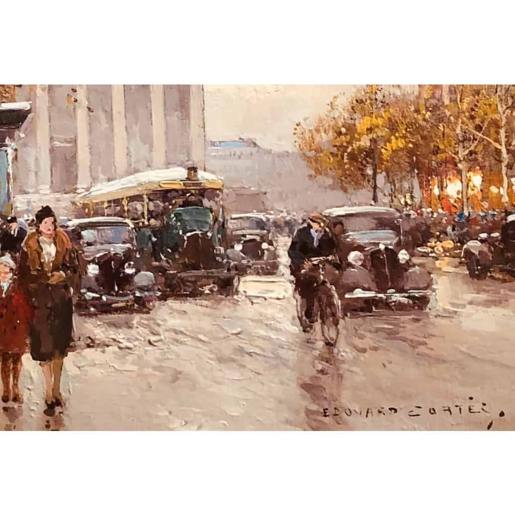 CORTES Edouard Rue Royale Et La Madeleine, Jour d’Automne Huile Sur Toile Signée Certificat d’authenticité | Biron Cortes Edouard Rue Royale Et La Madeleine, Jour d'Automne Huile Sur Toile Signée