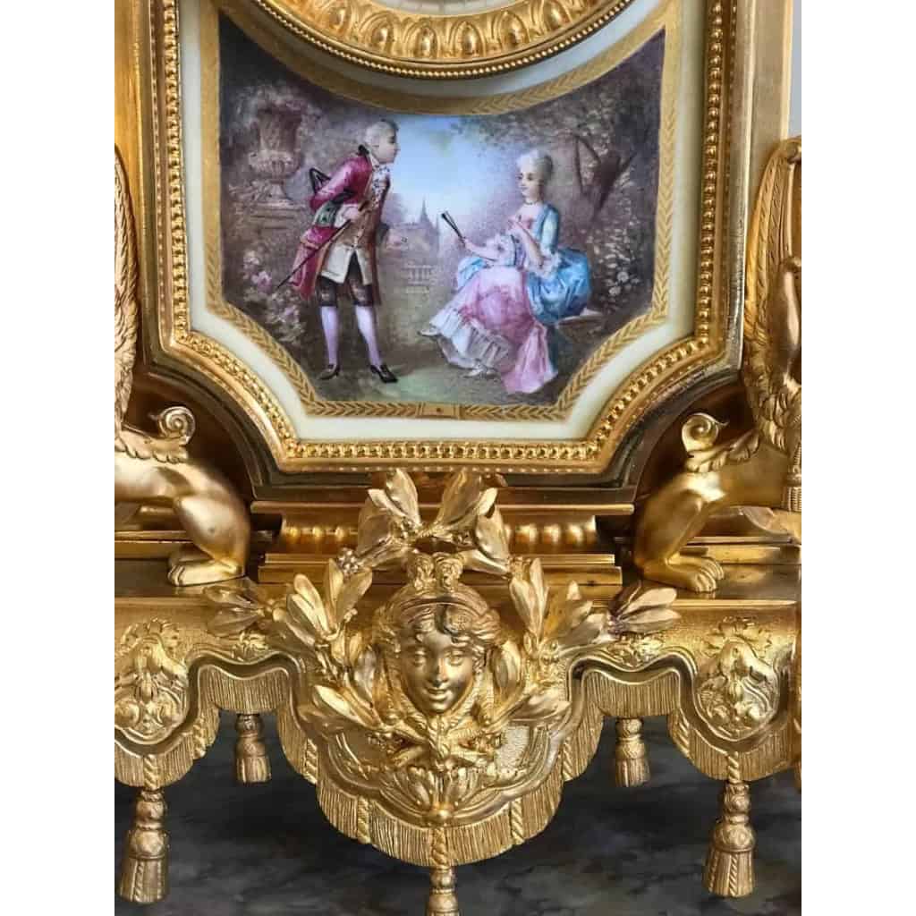 Garniture De Cheminée En Bronze Doré Et Porcelaine, époque Napoléon III | Biron Garniture De Cheminée En Bronze Doré Et Porcelaine, époque Napoléon III