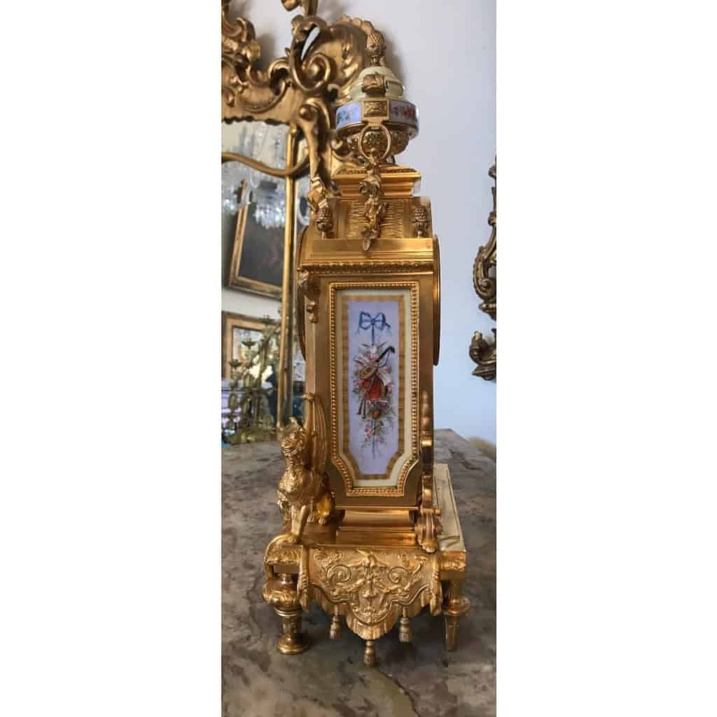 Garniture De Cheminée En Bronze Doré Et Porcelaine, époque Napoléon III | Biron Garniture De Cheminée En Bronze Doré Et Porcelaine, époque Napoléon III