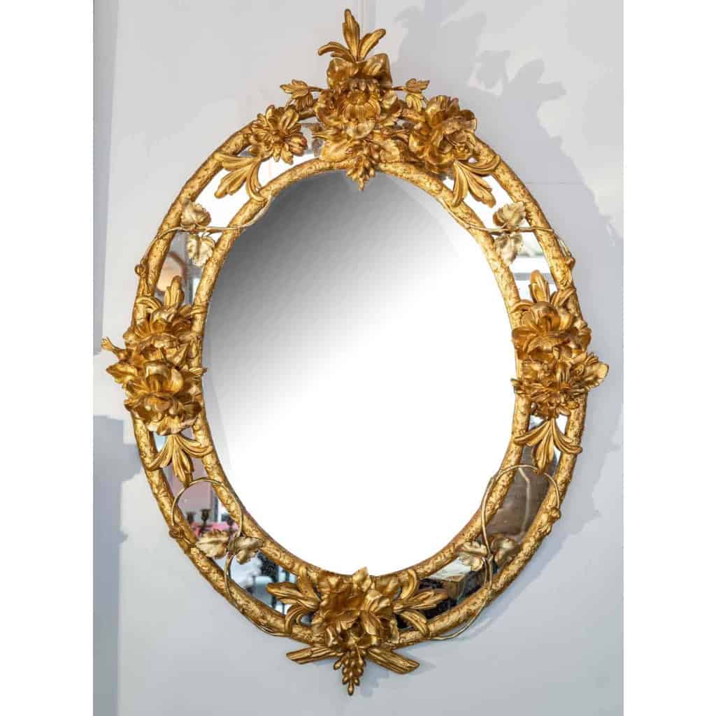 Miroir ovale en bois et stuc doré à double teinte, Napoléon III | Biron |||||||